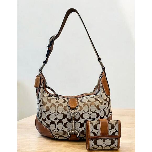 Y2K Coach 11576 Hamptons Large Signature Hobo & 40275 Bi-Fold Wallet - Picture 1 of 14